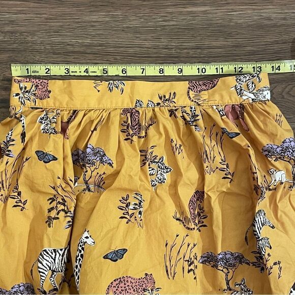 ModCloth Mini Skater Safari Animal Skirt Mustard Yellow White Black Pink Size M - Picture 10 of 13